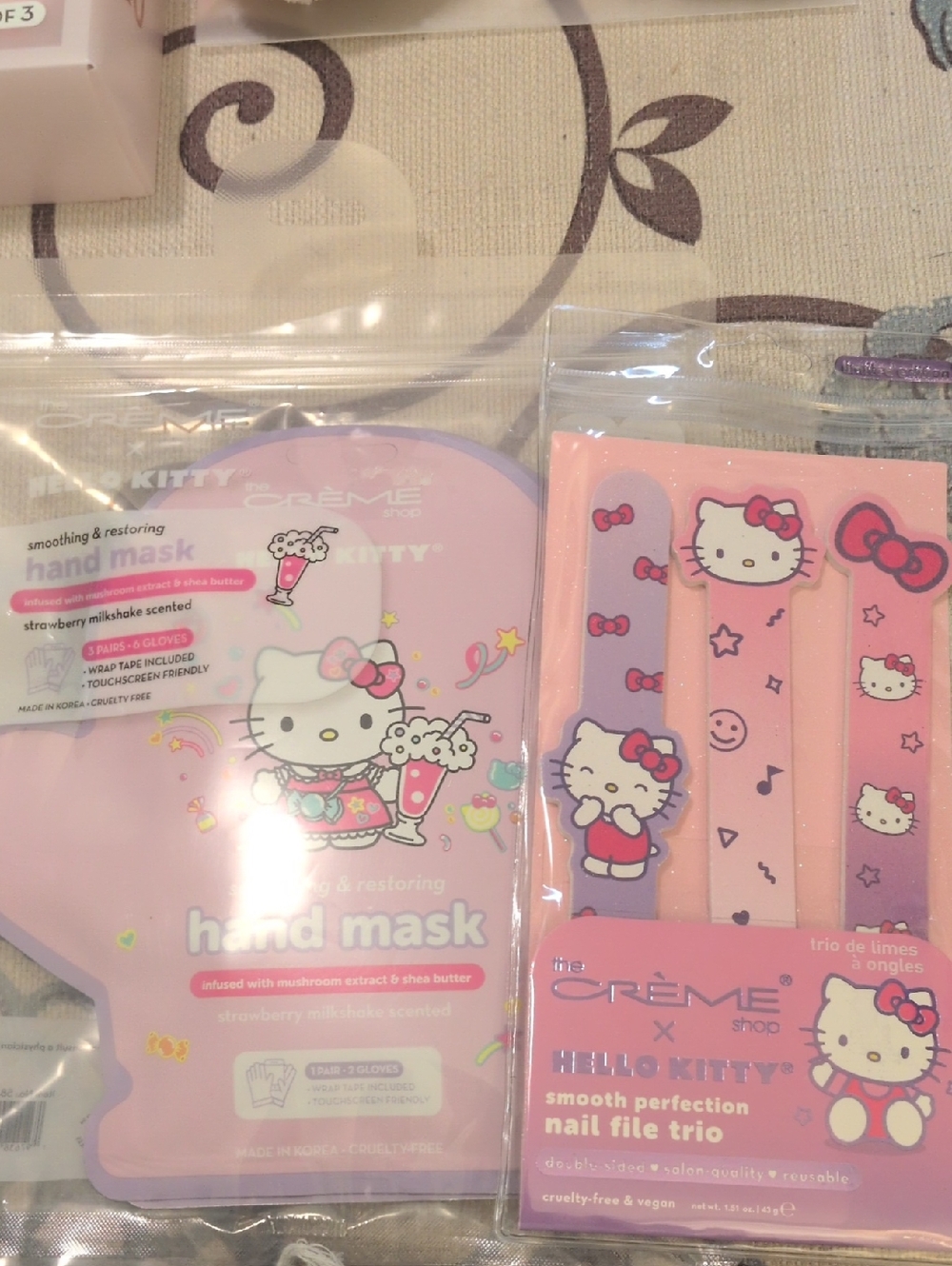The Creme Shop Hello Kitty Pink Strawberry Milkshake Hand Mask And Nail Files